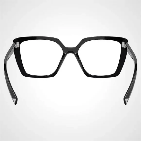 New PRADA Eyeglasses Black Square Silver Logo 53mm w/ Case - Picture 5 of 6